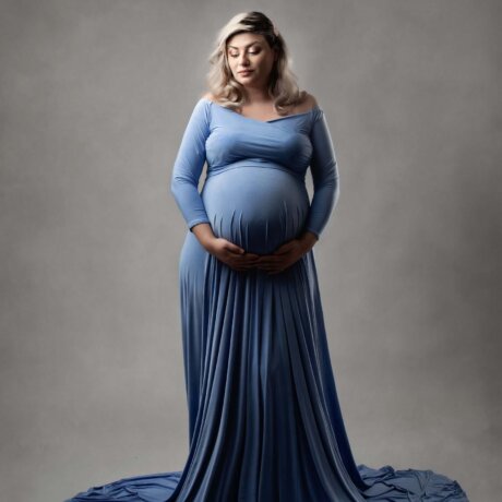 off shoulder dress worn by pregnant woman by rosa amour